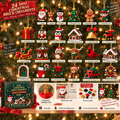 🎄 24-Day Mini Christmas Brick Ornament Advent Calendar – 24 Unique Buildable Holiday Models