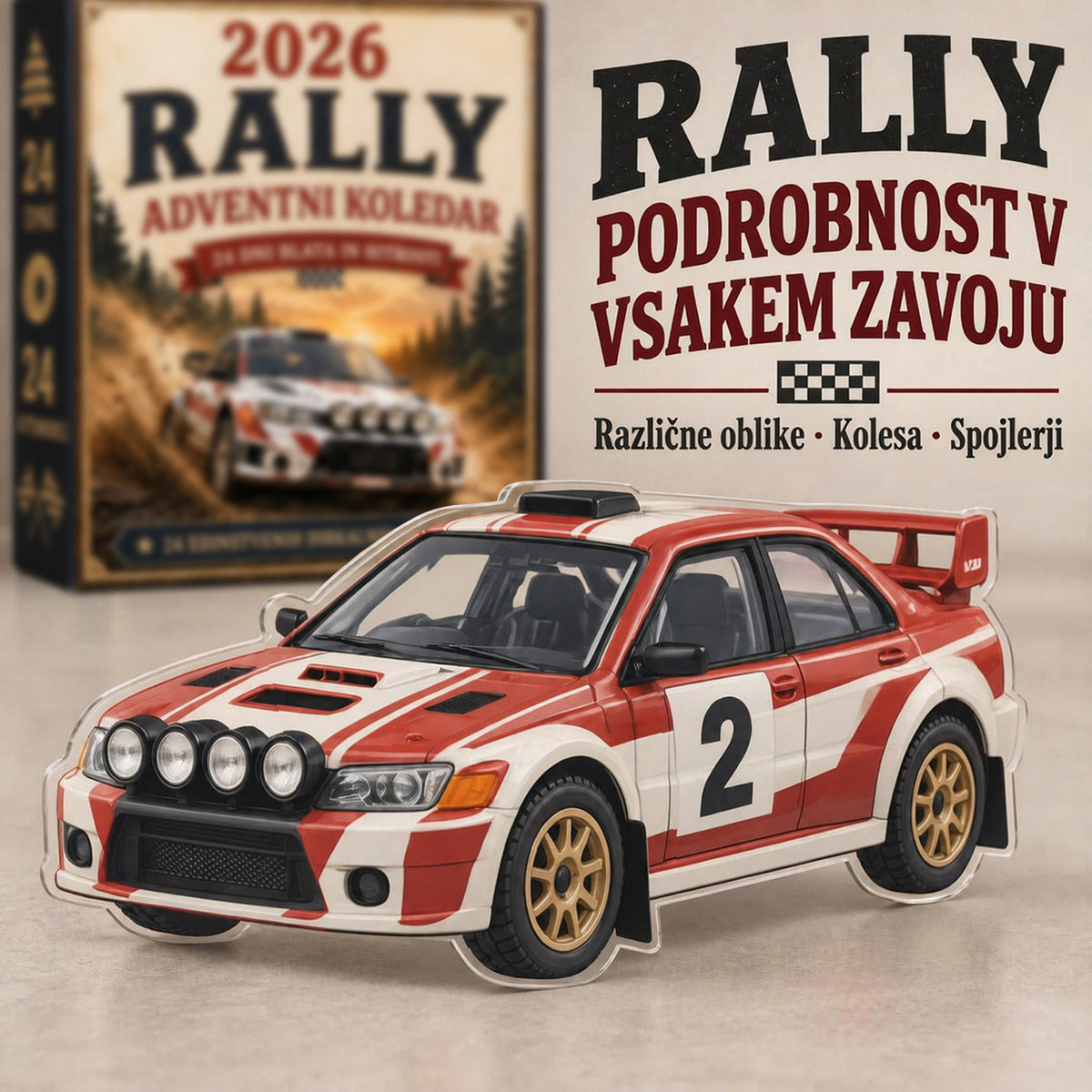 🏎️ Reli božični adventni koledar 2026 – 24 dni polnih hitrosti in vznemirjenja, 24 reli dirkalnih avtomobilov za zbiranje (2D modeli)🥇