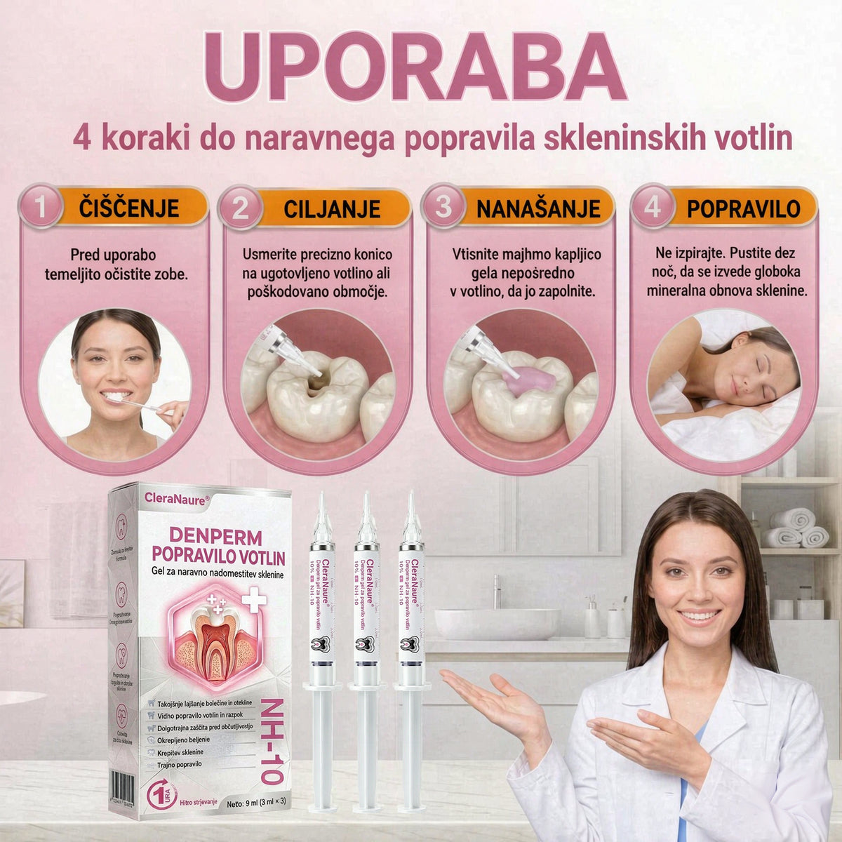 CleraNaure® DenPerm gel za obnovo kariesnih lukenj in naravno polnjenje sklenine