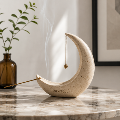 Torvetcut Crescent Moon Sculptural Incense Holder