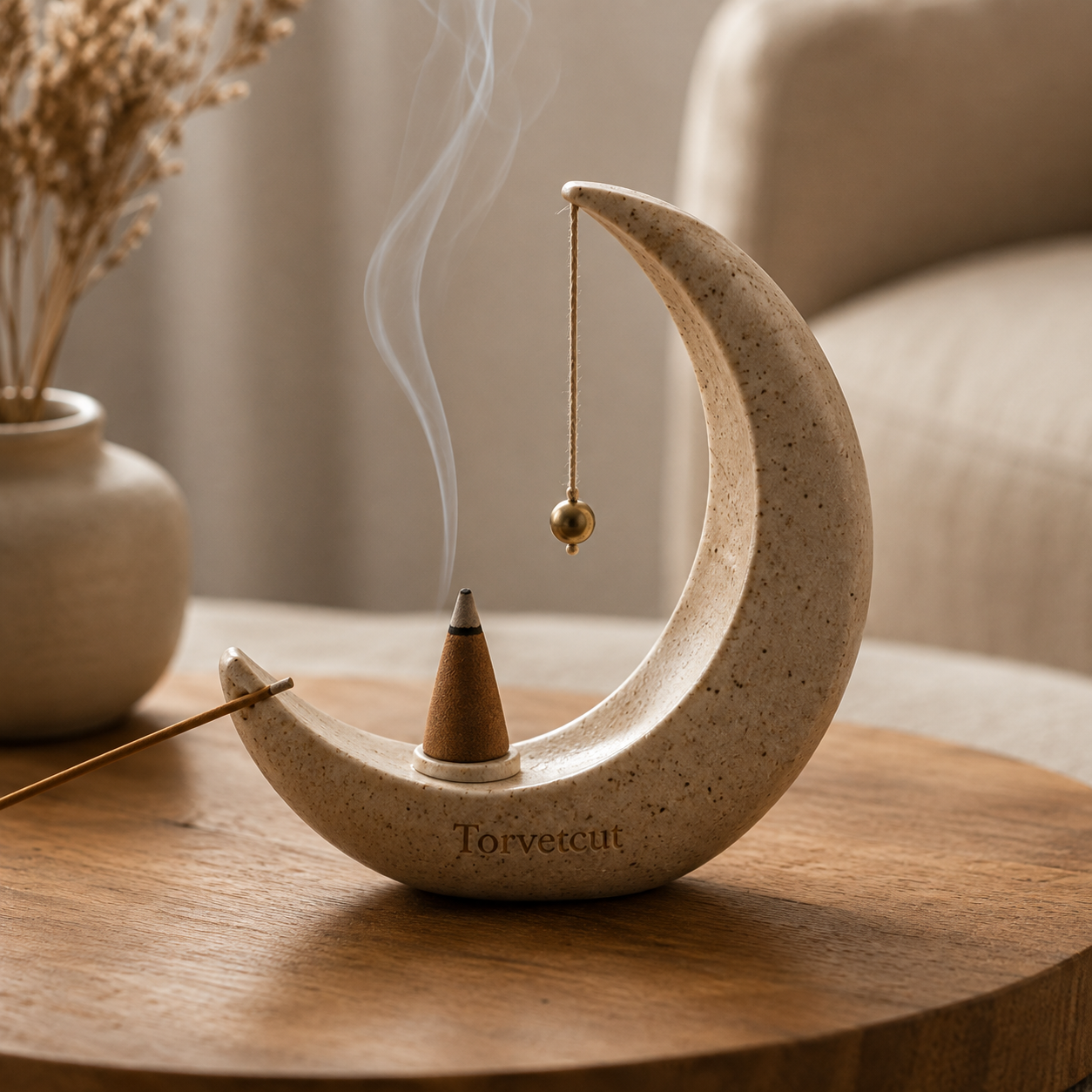 Torvetcut Crescent Moon Sculptural Incense Holder