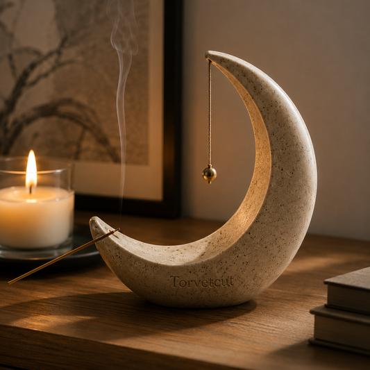 Torvetcut Crescent Moon Sculptural Incense Holder