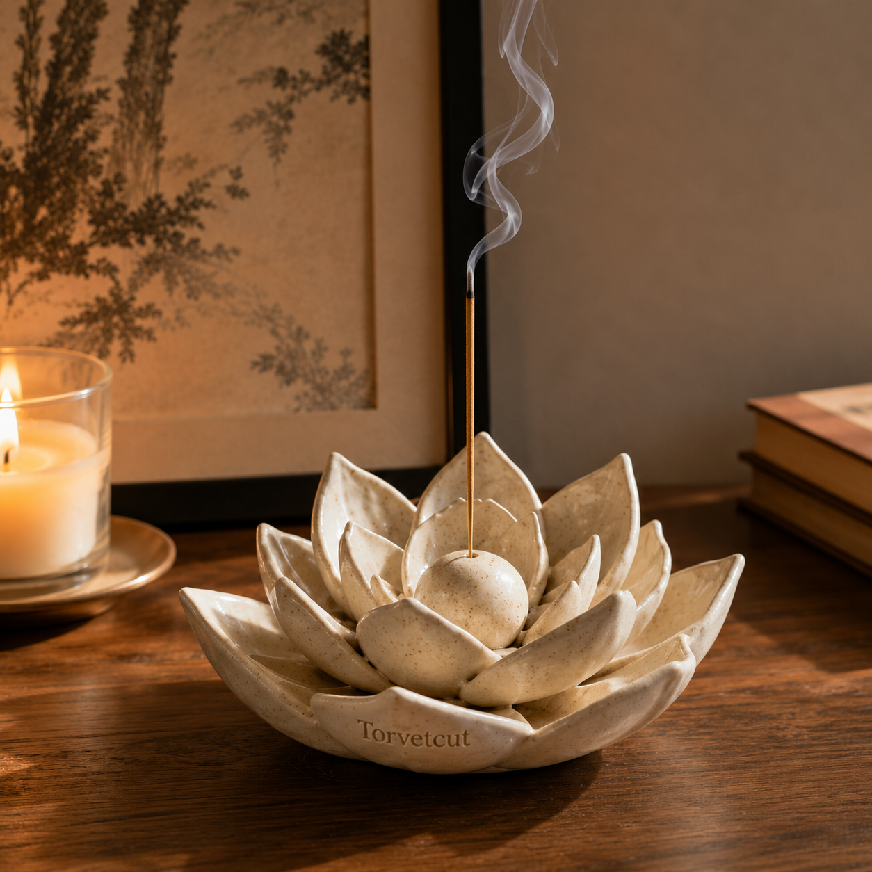 Torvetcut Lotus Bloom Sculptural Incense Holder