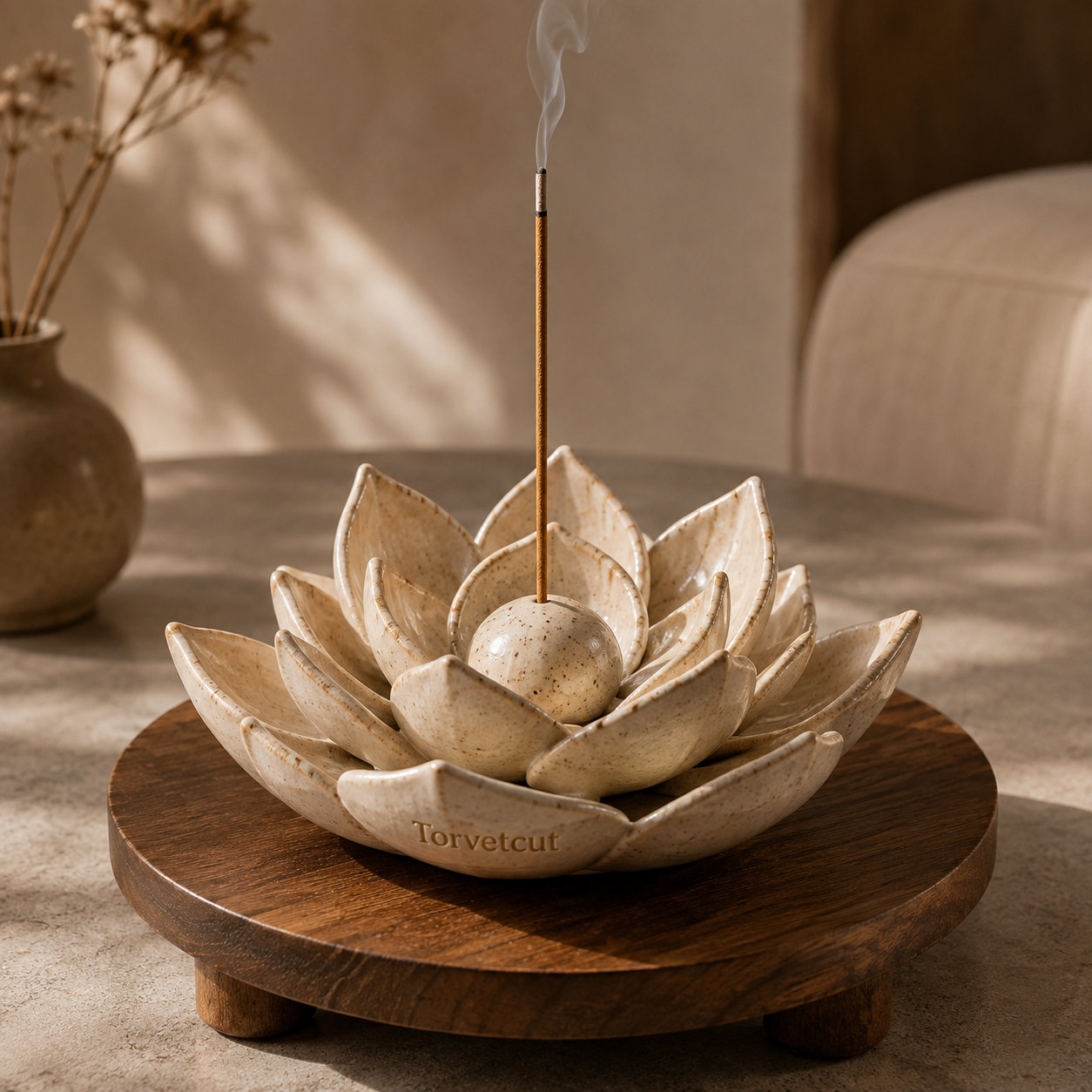 Torvetcut Lotus Bloom Sculptural Incense Holder