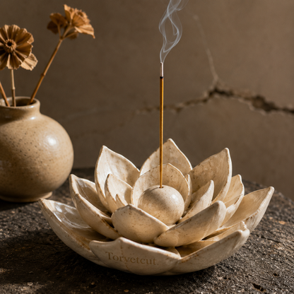 Torvetcut Lotus Bloom Sculptural Incense Holder