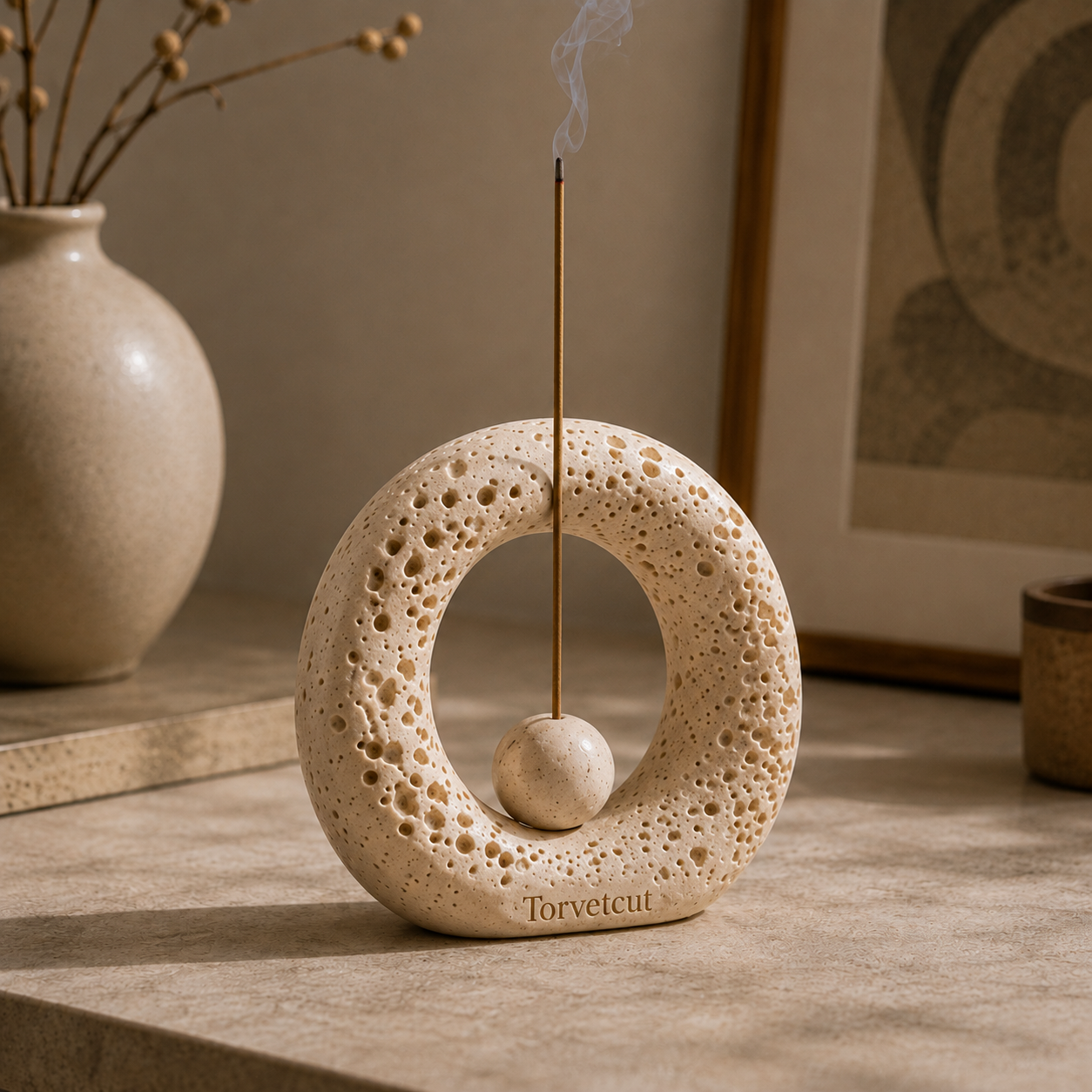 Torvetcut Lunar Halo Sculptural Incense Holder