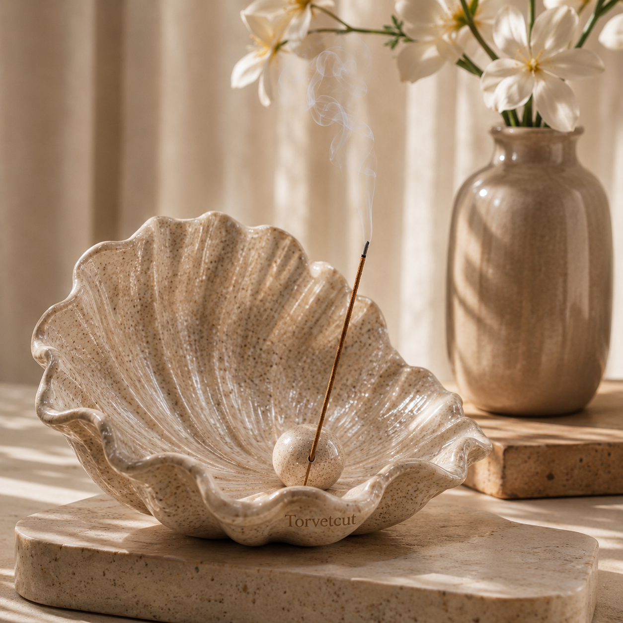 Torvetcut Ocean Shell Sculptural Incense Holder